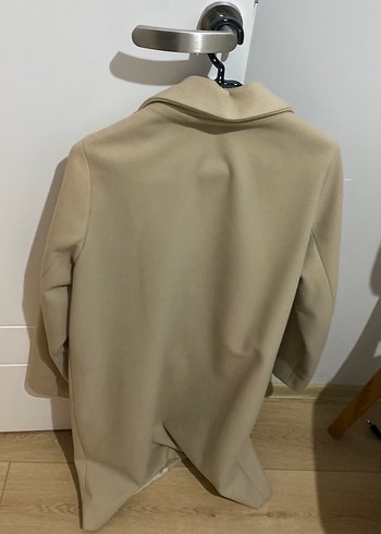 Bej Midi Boy Düğmeli Hamile Kabanı - Görsel 3