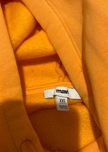 turuncu Kapüşonlu Mavi Baskılı Sweatshirt - Görsel 3