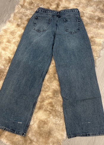 Kadın Mavi Bol Kesim Denim Pantolon - Görsel 3