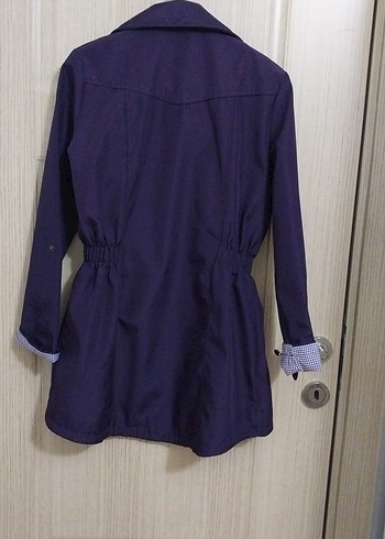 Düğmeli Mor Midi Kadın Ceket - Görsel 2