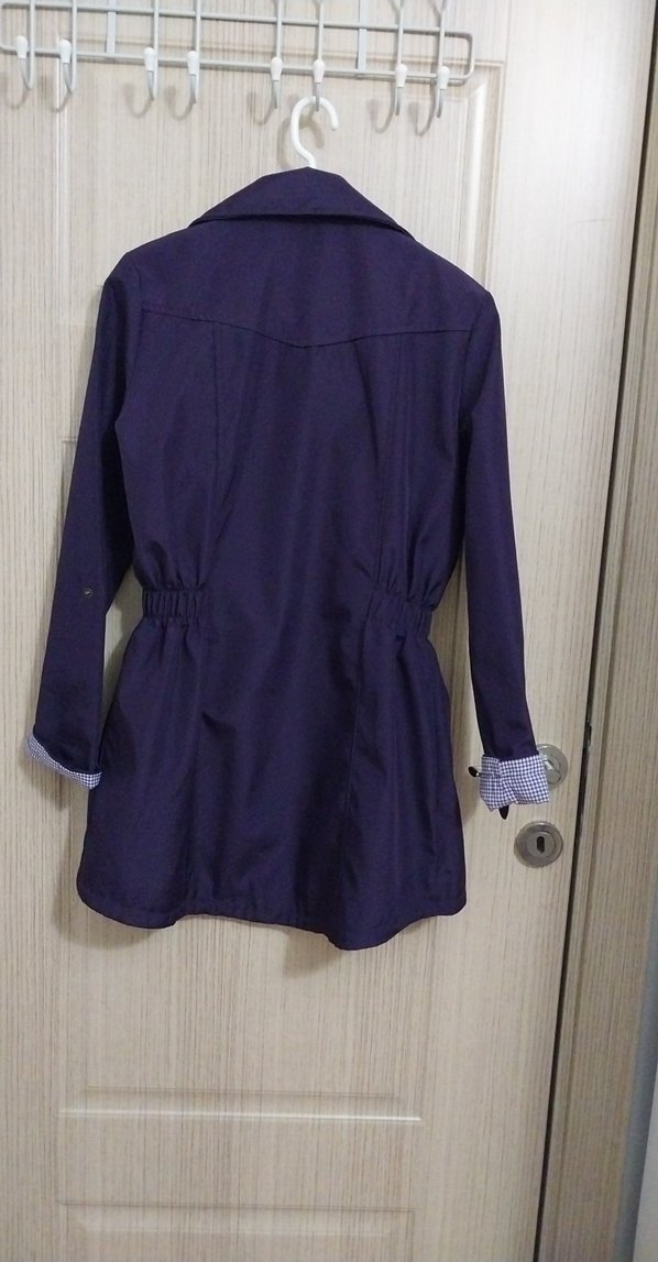 Düğmeli Mor Midi Kadın Ceket - Görsel 2