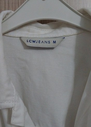 Beyaz Düğmeli Kadın Denim Ceket - Görsel 3