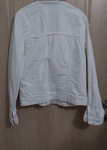 Beyaz Düğmeli Kadın Denim Ceket - Görsel 2