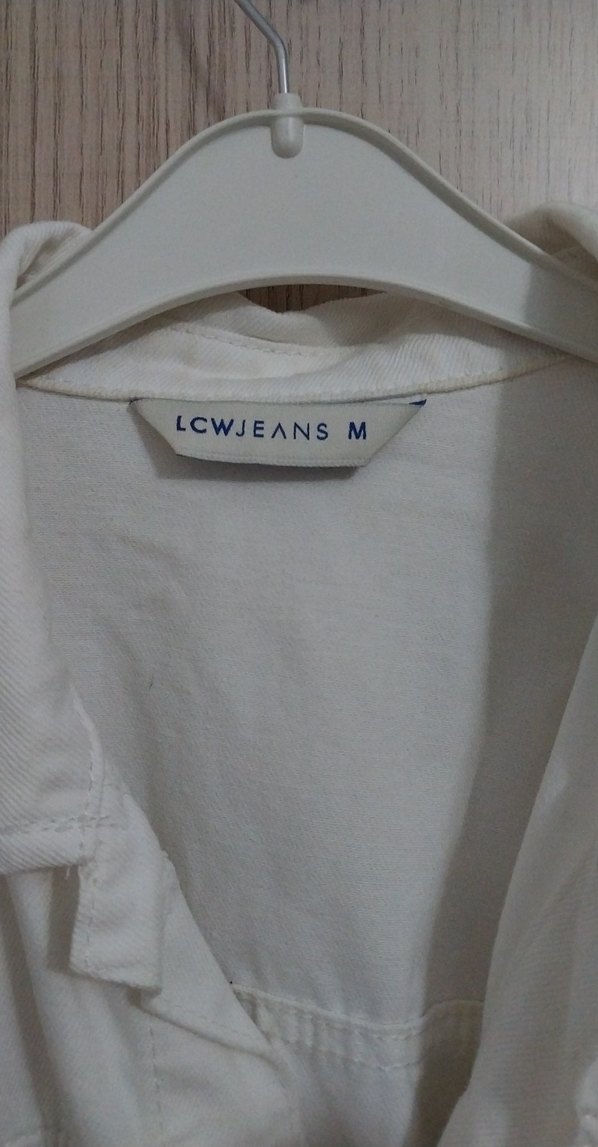 Beyaz Düğmeli Kadın Denim Ceket - Görsel 3