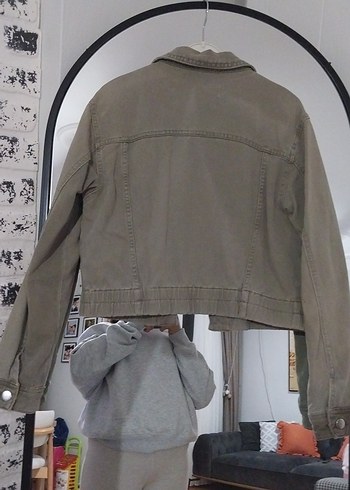 Bej Kadın Denim Ceket Düğmeli Rahat Kesim - Görsel 2