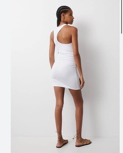 Pull and Bear Pull&bear beyaz mini elbise
