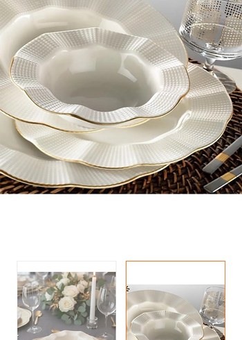 Beyaz Dalgalı Kenarlı Yemek Tabağı Seti - Görsel 2