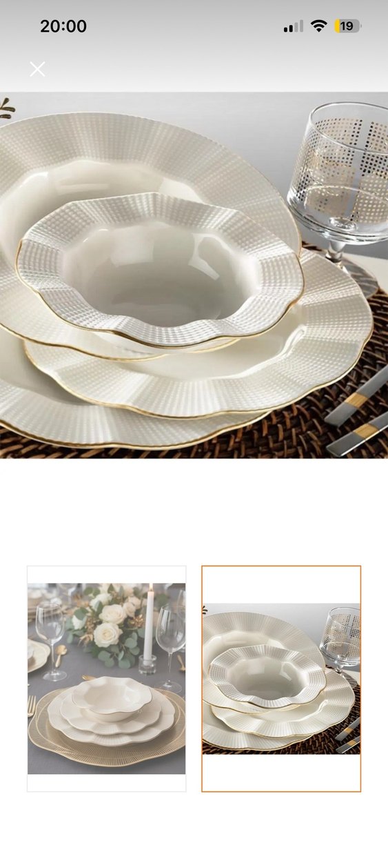 Beyaz Dalgalı Kenarlı Yemek Tabağı Seti - Görsel 2