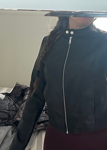 Siyah Deri Biker Ceket - Görsel 3