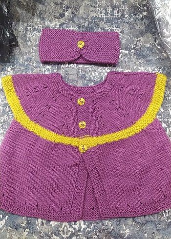 Kız Çocuk Mor Sarı Triko Takım - Görsel 2