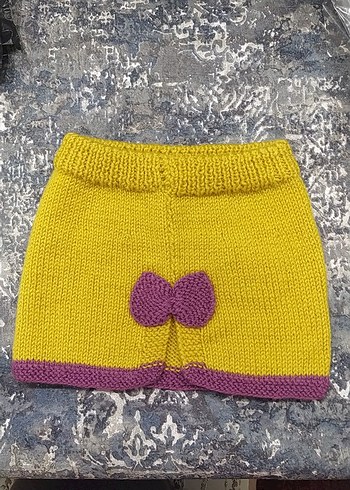 Kız Çocuk Mor Sarı Triko Takım - Görsel 4