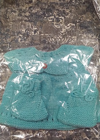 Turkuaz Renkli Kız Çocuk Triko Yelek - Görsel 2