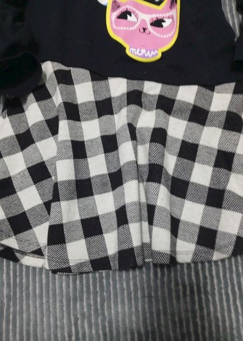 Kız Siyah Pamuklu Uzun Kollu Elbise - Görsel 4