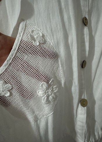 Nakışlı Bohem Uzun Kadın Keten Gömlek - Görsel 2