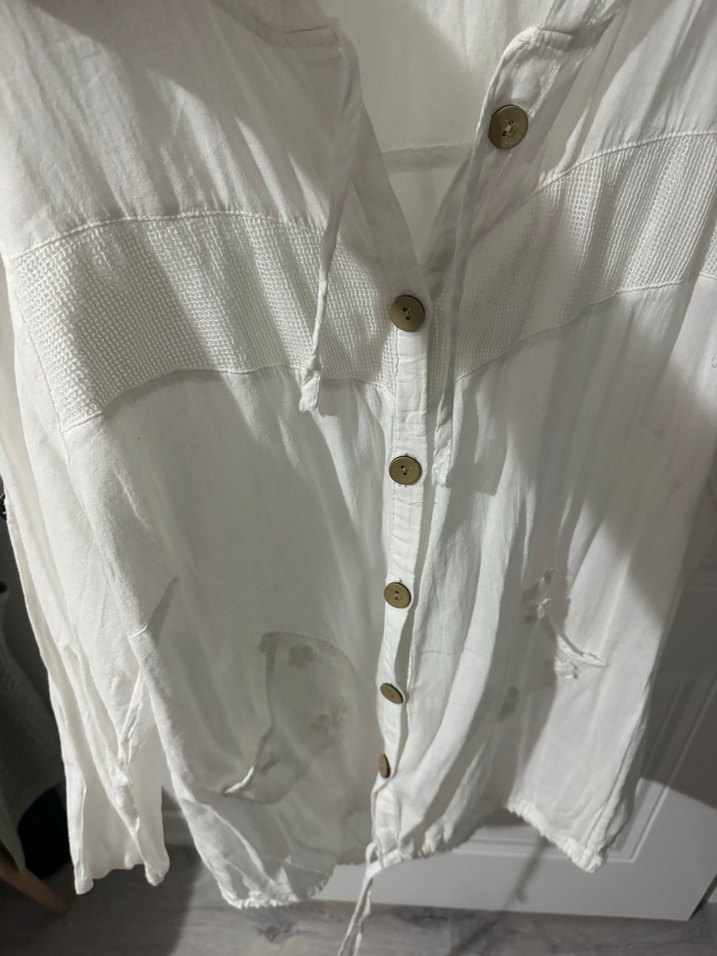 Nakışlı Bohem Uzun Kadın Keten Gömlek - Görsel 3