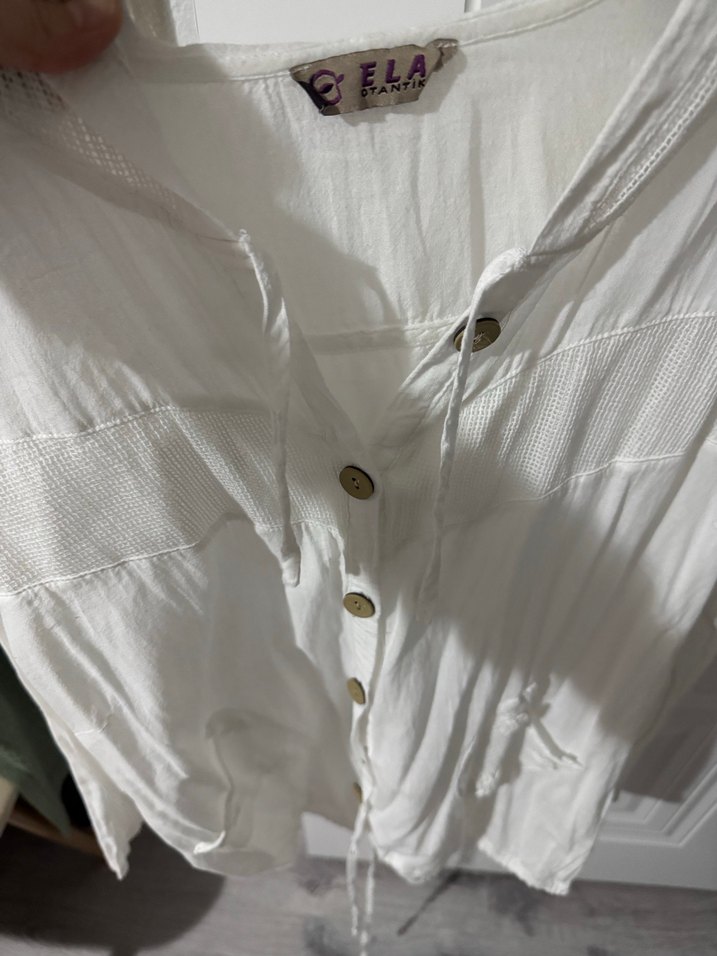 Nakışlı Bohem Uzun Kadın Keten Gömlek - Görsel 4