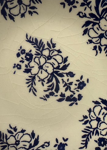 Koyu Mavi Çiçek Desenli Seramik Tabaklar - Görsel 3