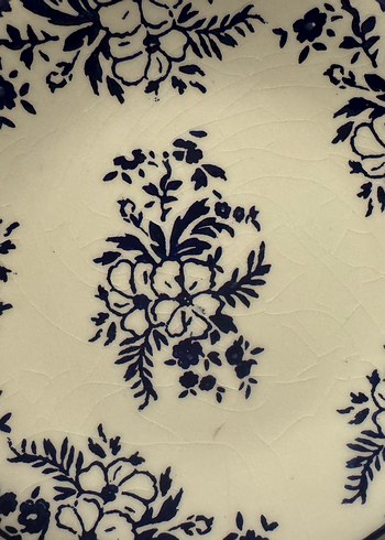 Koyu Mavi Çiçek Desenli Seramik Tabaklar - Görsel 4