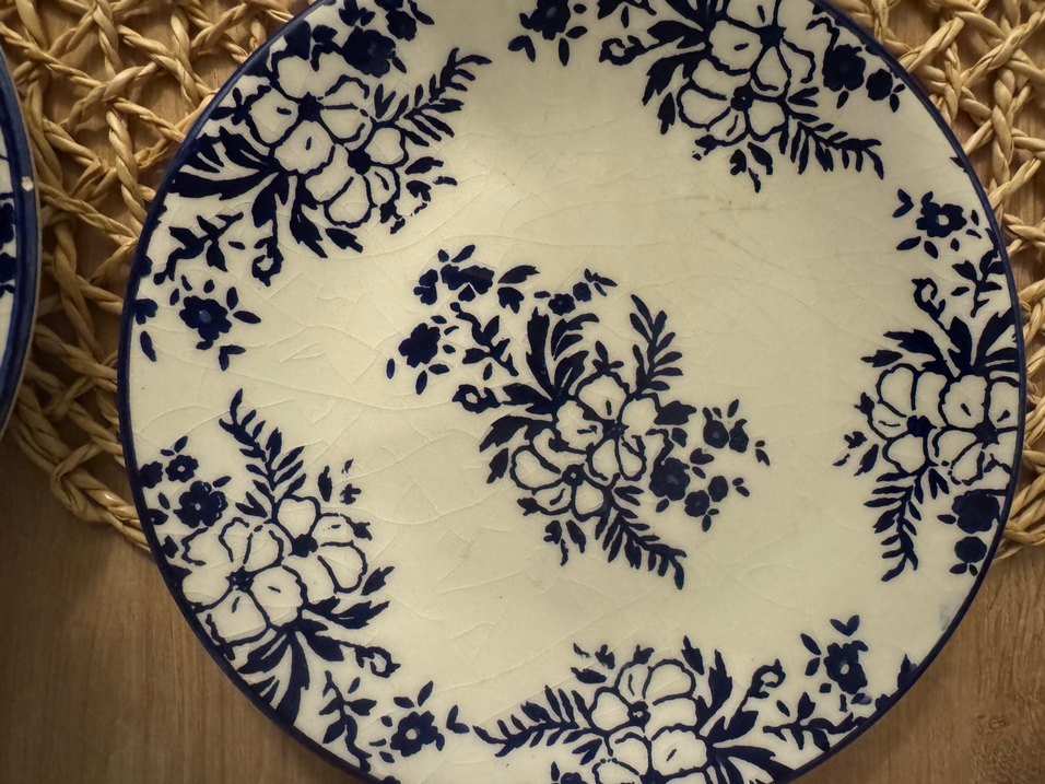 Koyu Mavi Çiçek Desenli Seramik Tabaklar - Görsel 5