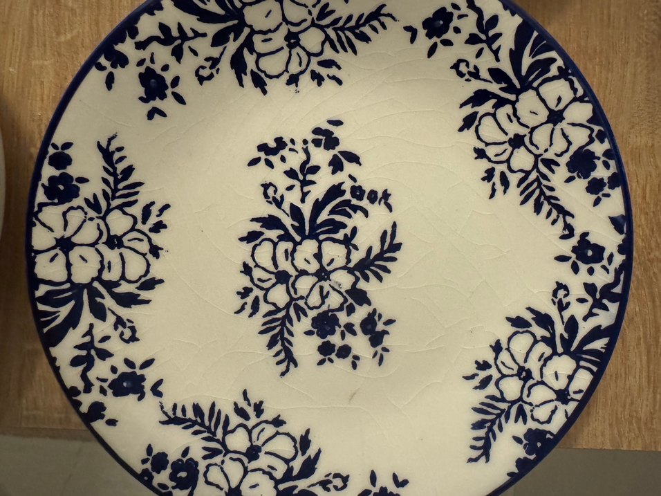 Koyu Mavi Çiçek Desenli Seramik Tabaklar - Görsel 4