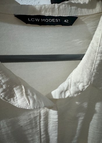 Düğmeli Beyaz Keten Gömlek - Görsel 2