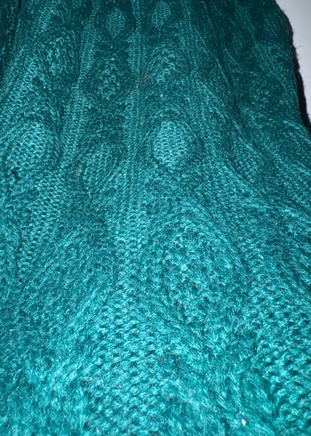 Kadın Yeşil Örgü Bohem Triko Kazak - Görsel 4