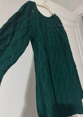 Kadın Yeşil Örgü Bohem Triko Kazak - Görsel 2