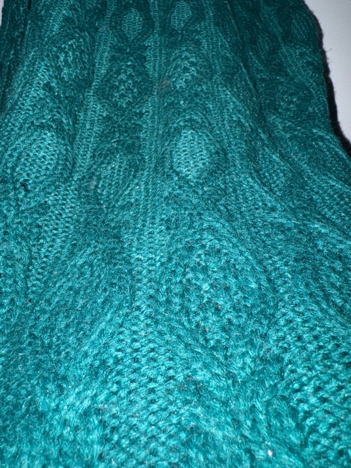 Kadın Yeşil Örgü Bohem Triko Kazak - Görsel 4