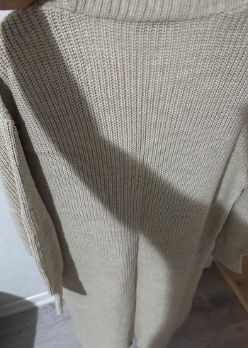 Bej, Uzun, Örgü Kadın Hırka - Görsel 6