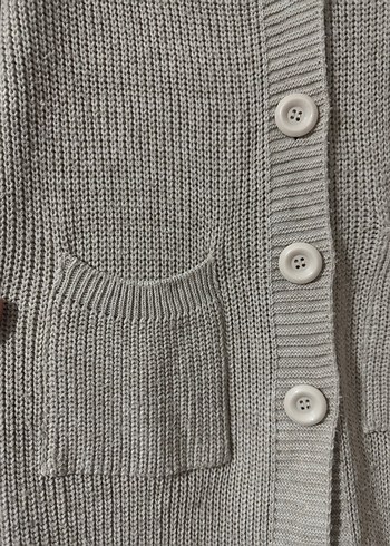 Bej, Uzun, Örgü Kadın Hırka - Görsel 3