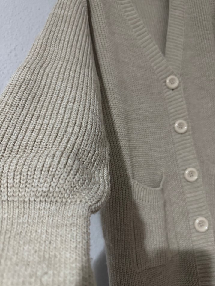 Bej, Uzun, Örgü Kadın Hırka - Görsel 2