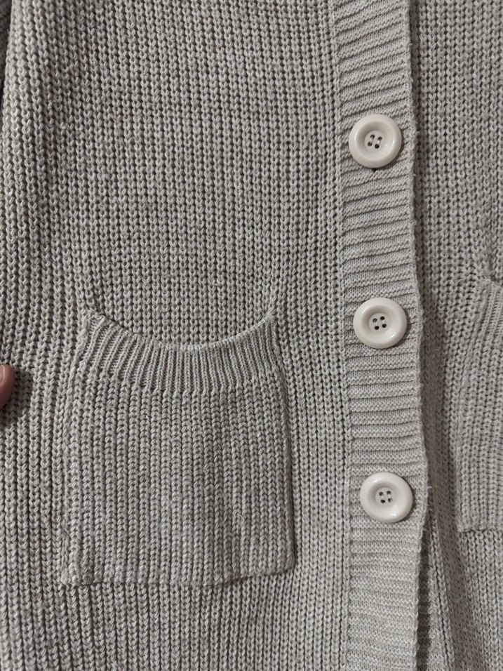 Bej, Uzun, Örgü Kadın Hırka - Görsel 3