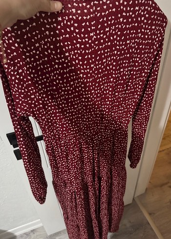 Bordo Uzun Kollu Piliseli Kadın Elbise - Görsel 9