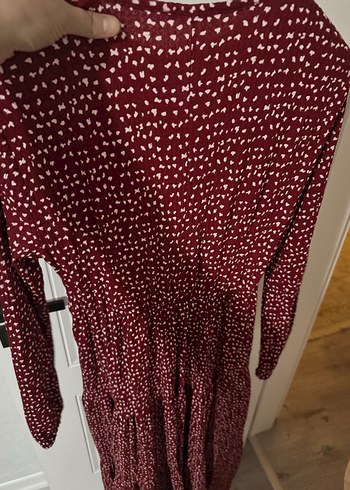 Bordo Uzun Kollu Piliseli Kadın Elbise - Görsel 7