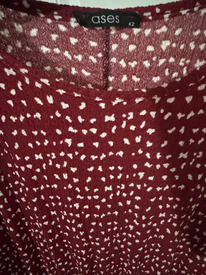 Bordo Uzun Kollu Piliseli Kadın Elbise - Görsel 5