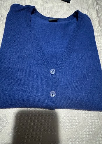 Düğmeli Mavi Midi Hırka - Görsel 8