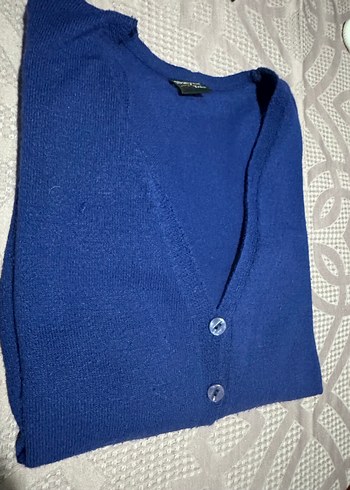 Düğmeli Mavi Midi Hırka - Görsel 9