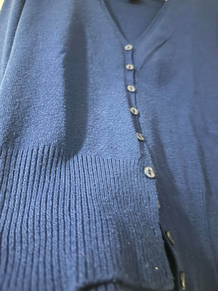 Düğmeli Mavi Midi Hırka - Görsel 3