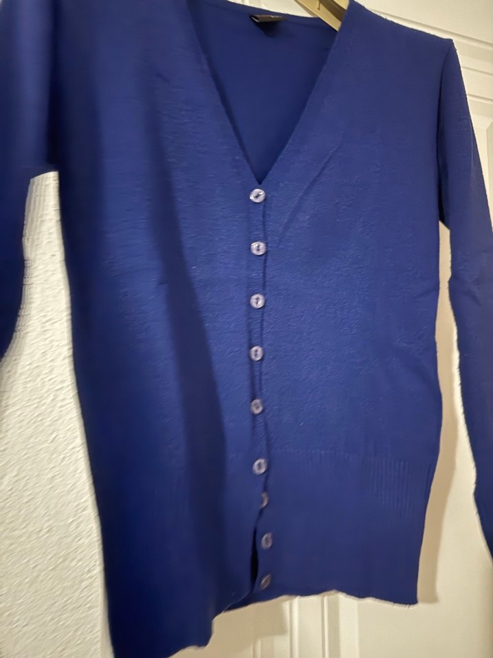 Düğmeli Mavi Midi Hırka - Görsel 2