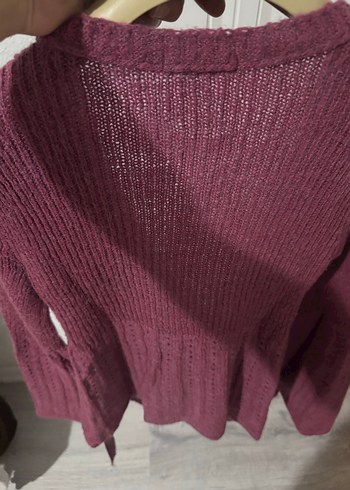 Bordo Örgü Hamile Hırka V Yaka - Görsel 8