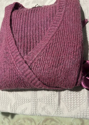 Bordo Örgü Hamile Hırka V Yaka - Görsel 10