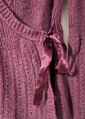 Bordo Örgü Hamile Hırka V Yaka - Görsel 5