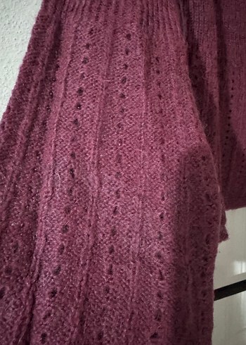 Bordo Örgü Hamile Hırka V Yaka - Görsel 3