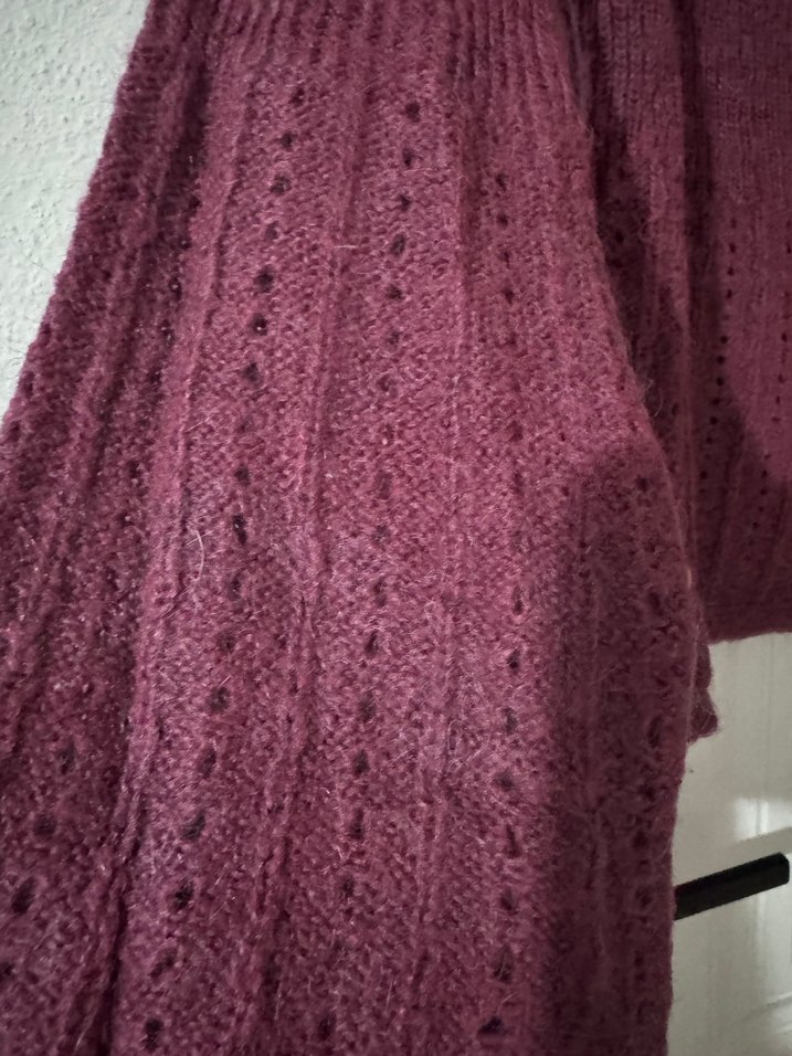 Bordo Örgü Hamile Hırka V Yaka - Görsel 3