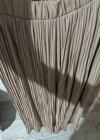 Bej Pilili Uzun Keten Etek - Görsel 3