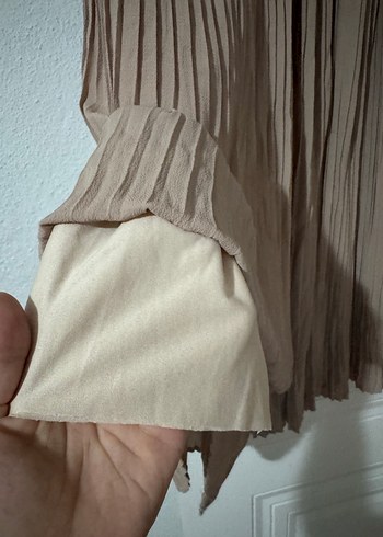 Bej Pilili Uzun Keten Etek - Görsel 5