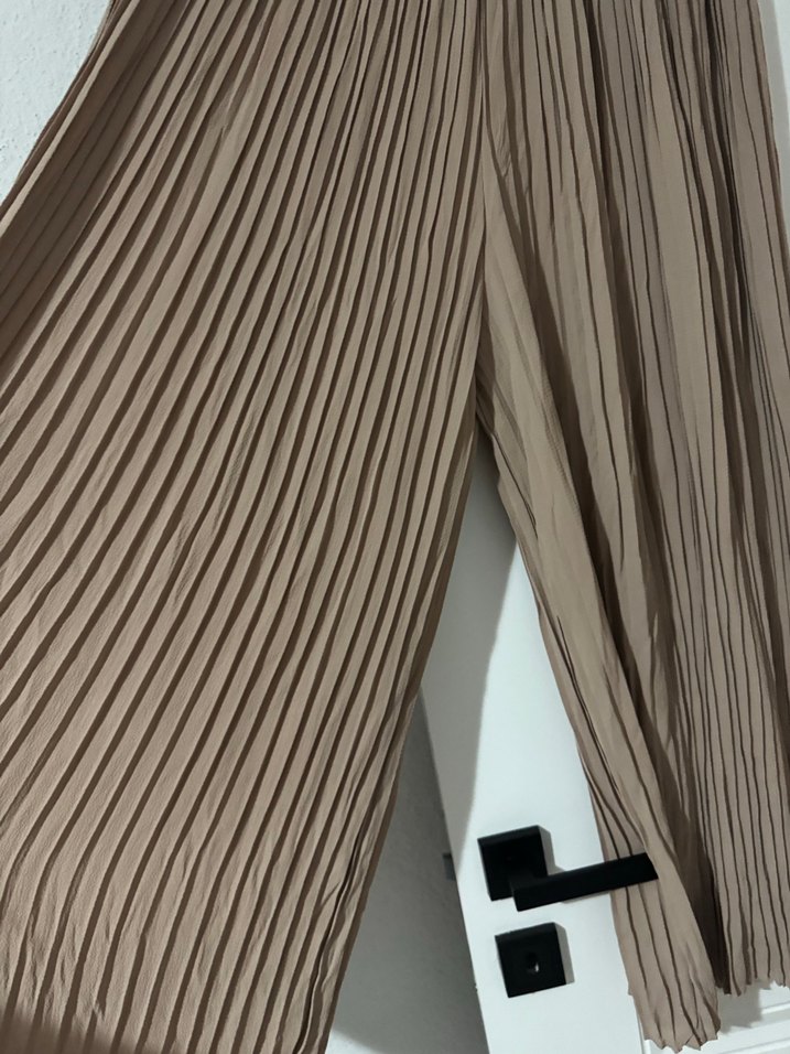 Bej Pilili Uzun Keten Etek - Görsel 2