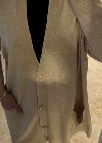 Bej Düğmeli Kadın Hırka - Görsel 7