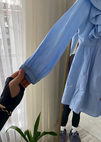 Mavi Fırfırlı Hamile Bluzu - Görsel 2