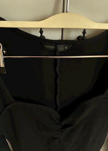 Siyah V Yaka Uzun Kollu Triko Elbise - Görsel 3